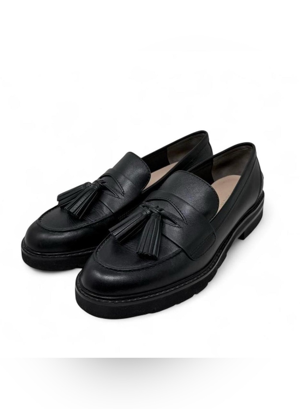 Stuart Weitzman Black leather Adriana tassel loafers